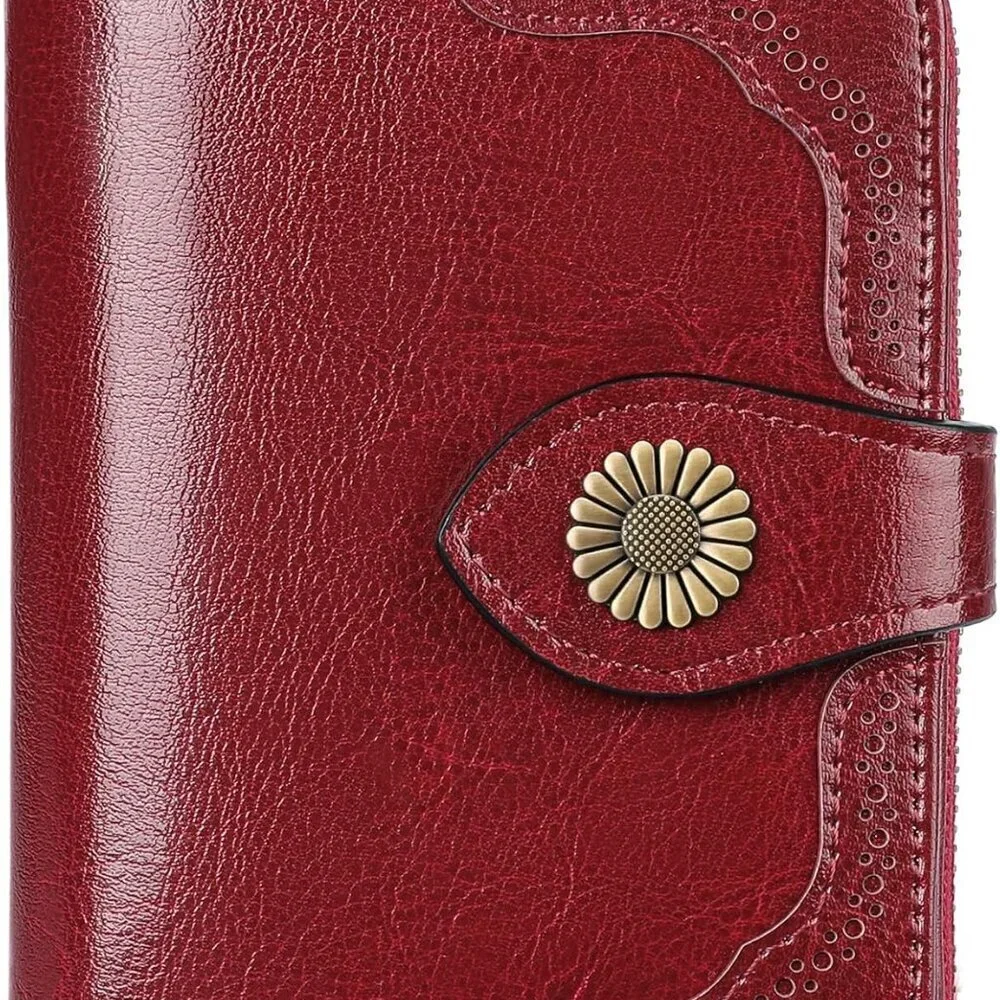 Women’s Leather RFID Wallet Small Compact Zipper Coin Card Holder